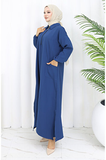 sefamerve Double Fabric Long Tunic Trousers Double Suit 0034-07 Navy Blue