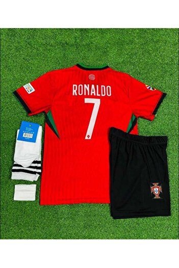 After Party Portugal 2024-25 New Season Cristiano Ronaldo Home Kids Jersey Set of 4 Vs Sports Singlet