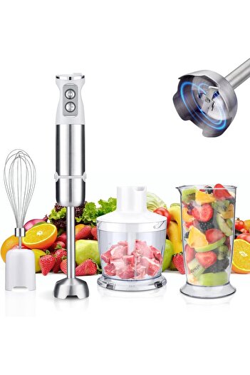 Inkbird Hand Blender 4-in-1 Stainless Steel Stem with Chopper and Whisk, 6-Speed Immersion Stick Ble
