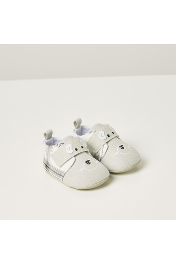 Juniors Mouse Applique Booties with Hook and Loop Closure