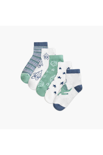 Juniors Printed Crew Length Socks - Set of 5