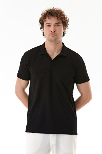 Fulla Moda Geometric Pattern Polo Neck T-Shirt