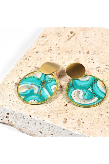 NARRU NARRU handmade earrings, round, turquoise, white and gold, Asha 29