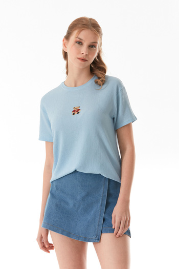 Fulla Moda Tricou oversize din țesătură brodată cu ursuleț de pluș