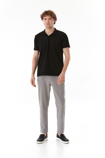 Fulla Moda Waffle Fabric Polo Collar T-Shirt