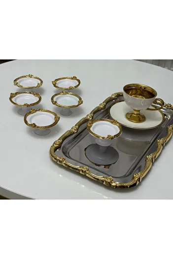 Elzemm store White Color Rose Frame 6 Pieces Macaron Cup Coffee so Lucky Cup