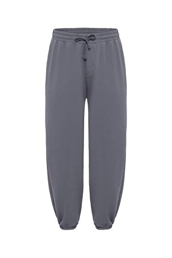 VAMOSCLO Basic Leg Elastic Oversize Sweatpants Bottom Smoked
