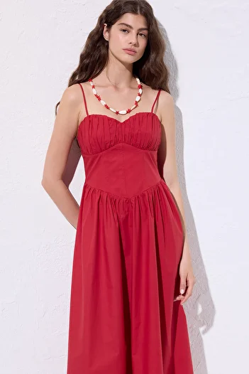 Manuka Tightened Corset Dress Red