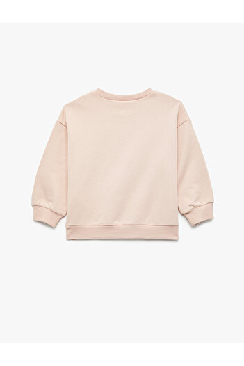 Koton Long Sleeve Crew Neck Ribbon Printed Raised Cotton Sweatshirt