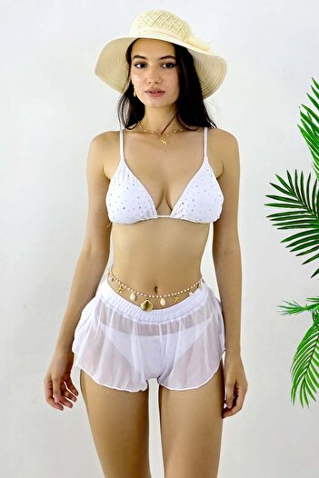FashionForYou LANi beach short skirt with elastic band, WHITE, 36
