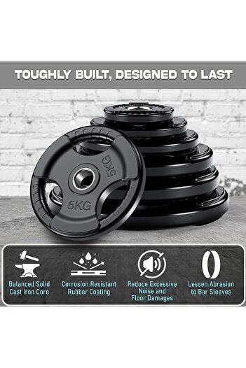 Delta Power DeltaPower 2-Inch Rubber Olympic Grip Weight Plates for Strength Training 5KG