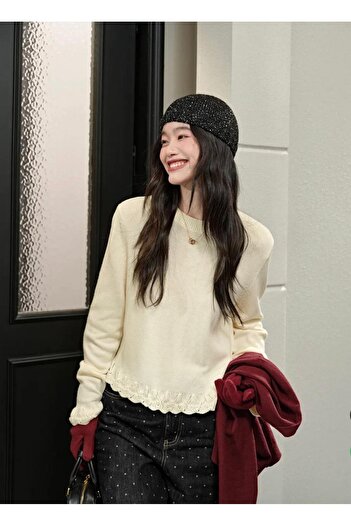 Gülce moda Soft Textured Crew Neck Knitwear Sweater
