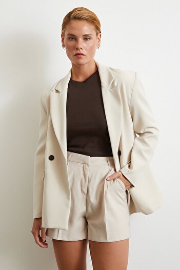 Never more Pleated Pocket Shorts Mink