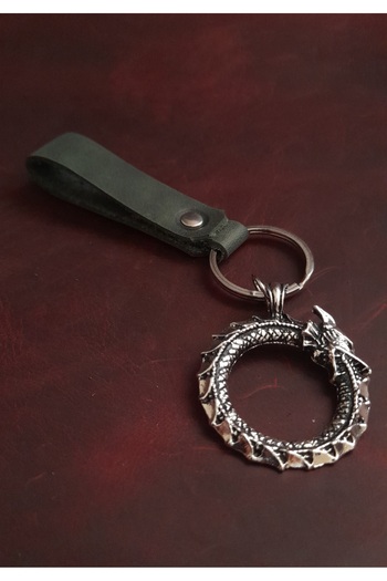 BSN Store Self-Eating Snake Figure Keychain Premium Handmade Real Leather Keychain