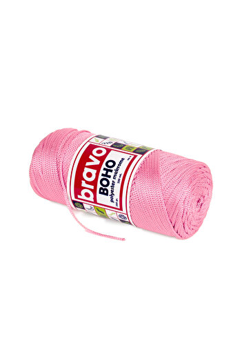Bravo Νήματα μακραμέ από πολυεστέρα Boho 2 mm 200 gr 230 μέτρα Νο: 4 (Κωδικός χρώματος: 73) Ροζ