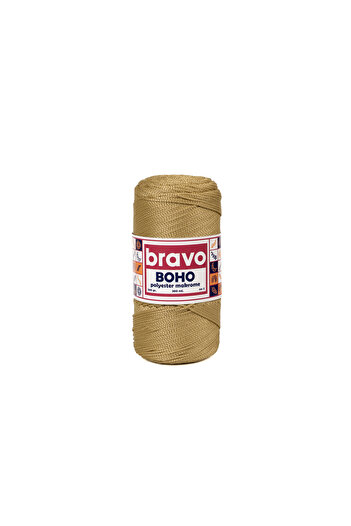 Bravo Boho Polyester Makrome İplik 1, 5 Mm 200 Gr 300 Metre No: 3 (Renk Kodu: 50) Gold