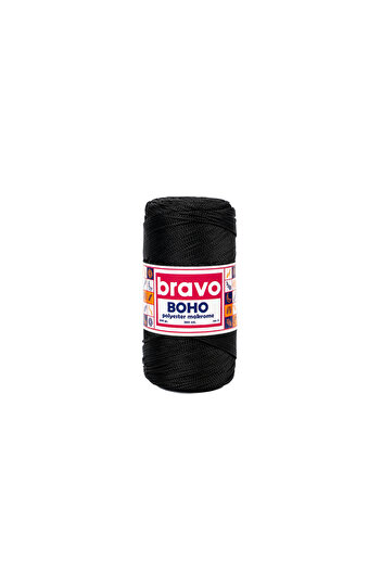 Bravo Νήματα μακραμέ από πολυεστέρα Boho 1, 5 mm 200 gr 300 μέτρα Νο: 3 (Κωδικός χρώματος: 270) Μαύρο