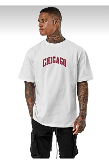 khufu Υπερμεγέθη βαμβακερό μπλουζάκι CHICAGO με στάμπα casual unisex
