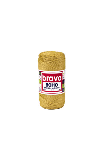 Bravo Boho Polyester Makrome İplik 2 Mm 200 Gr 230 Metre No: 4 (Renk Kodu: 50 )Gold