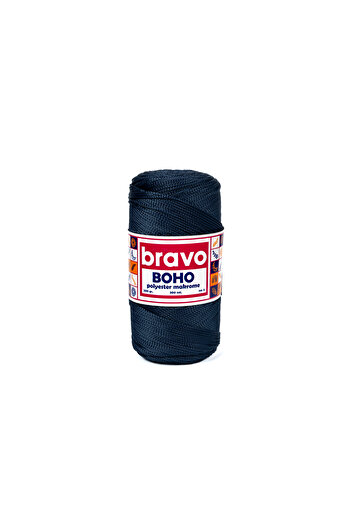 Bravo Νήματα μακραμέ από πολυεστέρα Boho 1, 5 mm 200 gr 300 μέτρα Νο: 3 (Κωδικός χρώματος: 260) Ναυτικό μπλε