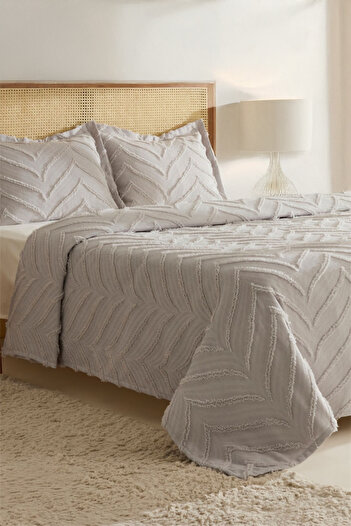 bursa çeyiz Bohemian Arlinageo Double Bedspread Set 240X250 - Gray -