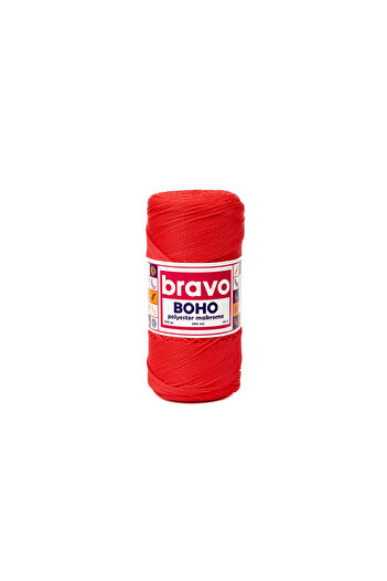 Bravo Boho Polyester Macrame Yarn 200 Gr 300 Meters 3 mm (Color Code: 100) Red