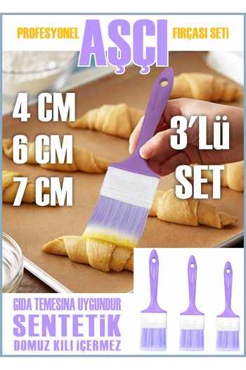 woodretro 100% Food Contact Cook Brush Set 4/6/7 cm – No Pig Hair, Professional & Home Use