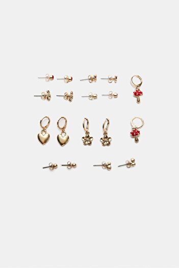 Stradivarius Set of 9 mushroom earrings