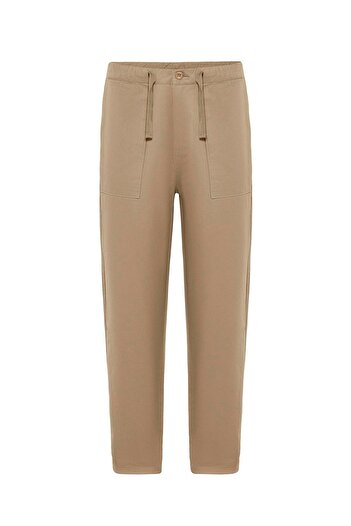 VAMOSCLO Baggy Fit Gabardine Trousers Tan