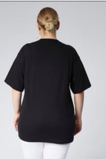 Seamoda Large Size Oversize Wide Fit Comfortable Basic Tshirt-Black