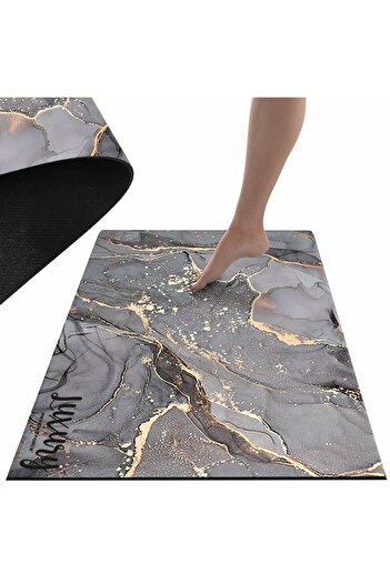 NewEvo Covoraș de baie modern, ultra absorbant, antiderapant și cu uscare rapidă, model marmorat, ecologic, 50x80 cm