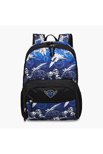 Roll Road Air Force Print Backpack with Adjustable Straps and Zip Closure - 33x46x17 cms