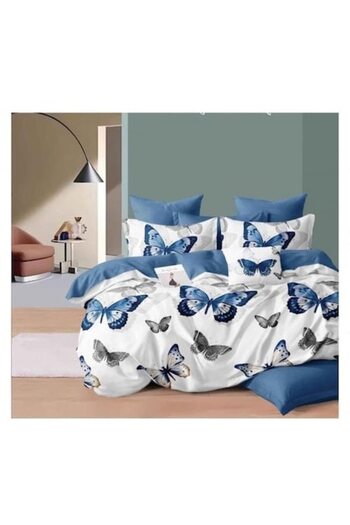 Pucioasa Double Bed Linen, Finet, Pucioasa, 6 Pieces, Blue White