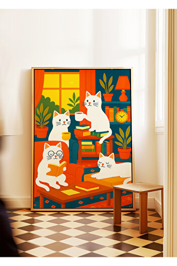 ARTHOUSECOLLECTIVE Poster pisică - Poster de familie cu pisică colorată - Poster fără cadru