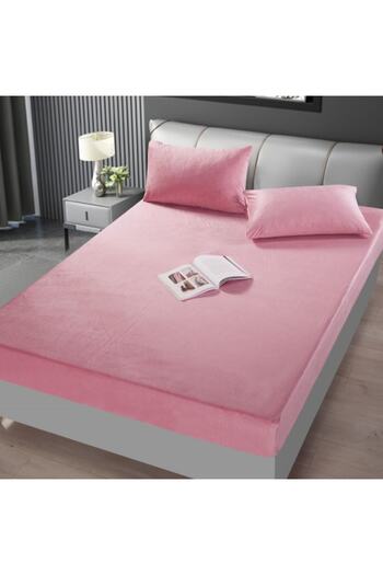 JOJO HOME Bed sheet and 2 pillowcases, Jojo Home, Velvet, 180x200cm, Pink