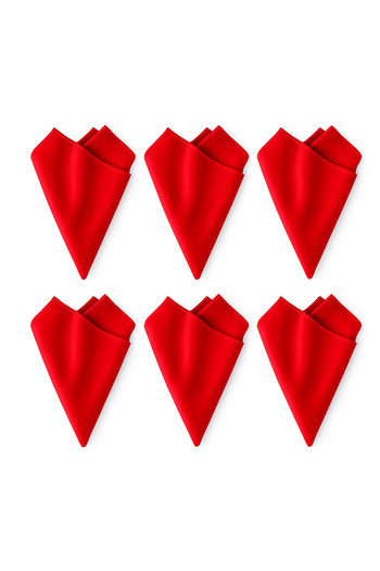 MEKİK BUTİK 6 Red Velvet Textured Fabric Napkins - Napkin with Overlock - Organization Napkin - 35X35