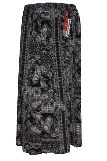 HESNA Women's Battal Size 8 Piece Quality Elastic Black Skirt Pattern 03