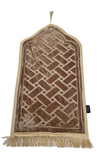Yuwell Prayer Mat Embossed Anti-Slip Velvet Mini Prayer Mat Sajadah Mat 60X35CM Gold