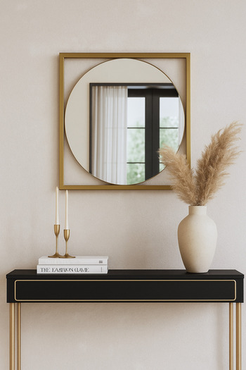 EFFE YAPI DEKOR Gold Metal Çerçeveli 50 Cm Dekoratif Ayna