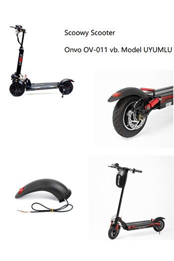 ONVO OV 011 Uyumlu Arka Çamurluk Fren Lambalı Set Scoowy Elektrikli Scooter Çamurluk + Stop Lambası