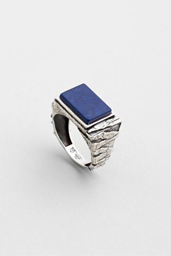 So CHIC... Poseidon’un Mührü Lapis Taşlı Cilalı Gümüş Erkek Yüzük