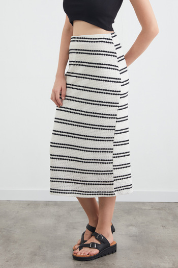 Fulla Moda Striped Elastic Waist Knitwear Skirt