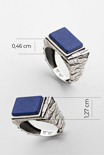 So CHIC... Poseidon’un Mührü Lapis Taşlı Cilalı Gümüş Erkek Yüzük