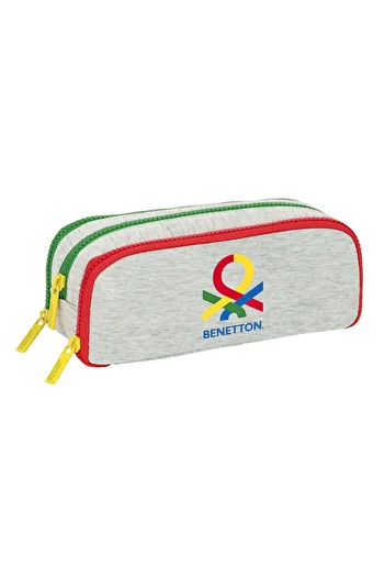 Benetton Triple Pencil Case Benetton Pop, Gray, 21 x 8 x 8 cm