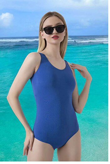 Besa Blue Classic Swimsuit Lined No Show Inside Easy to Dry 2025 Swimsuit with Breast Pad
