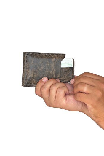 Tisaati Premium Series Luxury Leather Special Edition Οριζόντιο ανδρικό πορτοφόλι Crazy Leather με θήκη για κάρτες