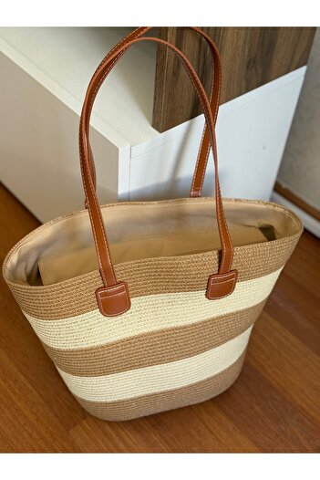 Bagnest Large Useful Straw Women's Beach Bag with Zipper