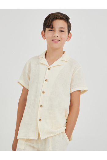 Styli Textured Buttoned Short Sleeve Shirt
