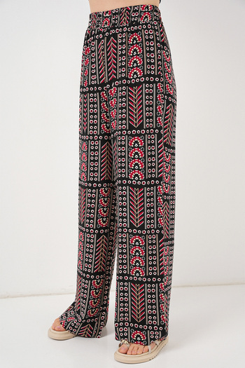 Bigdart Women's Patterned Viscose Trousers 6749 - Black
