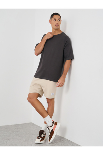 Styli Men Solid Raglan Sleeves Oversized T-Shirt